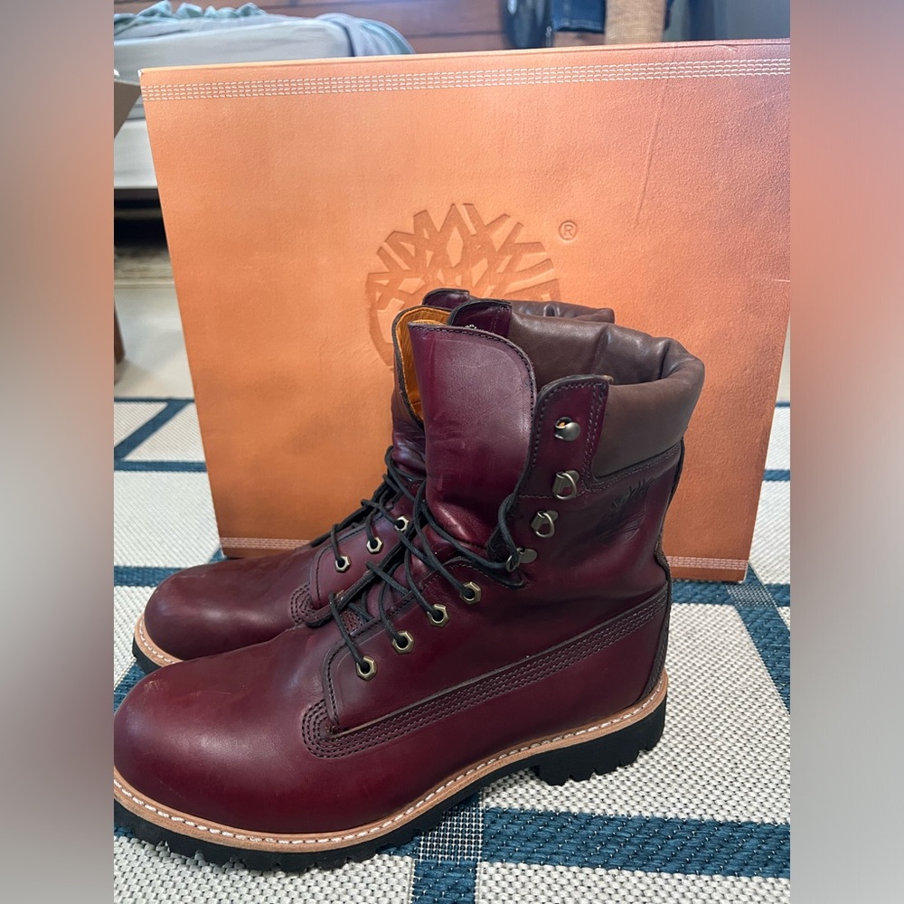 Men’s 8” timberland “made in America” boot, burgundy red leather